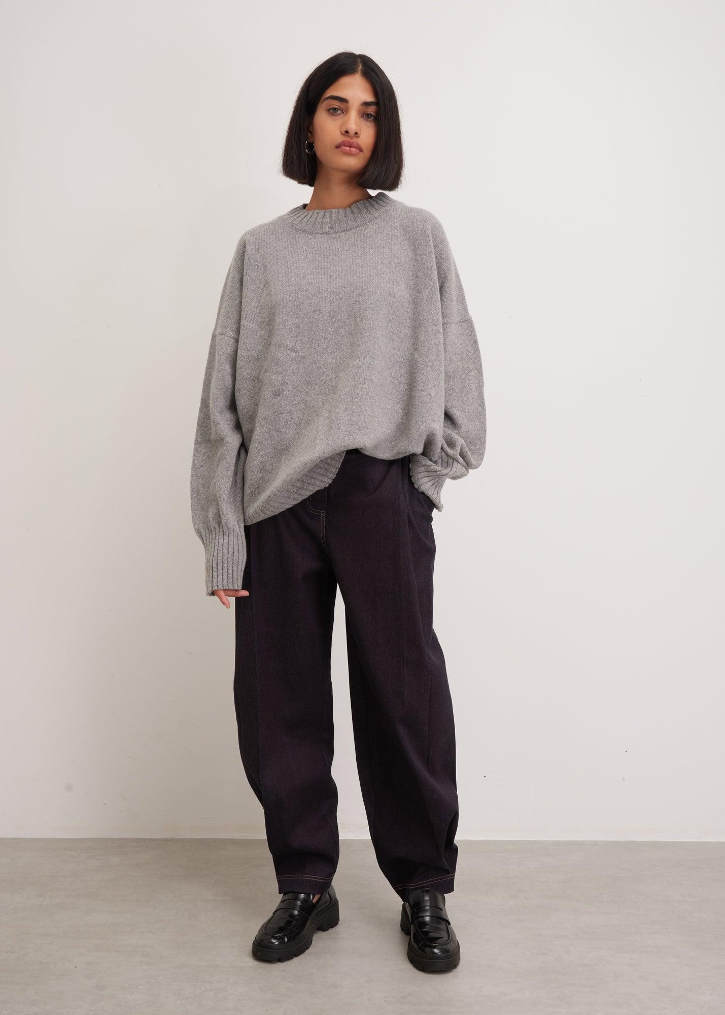 Grey Sweater | Luxury Knitwear | Wool Cashmere Sweater 