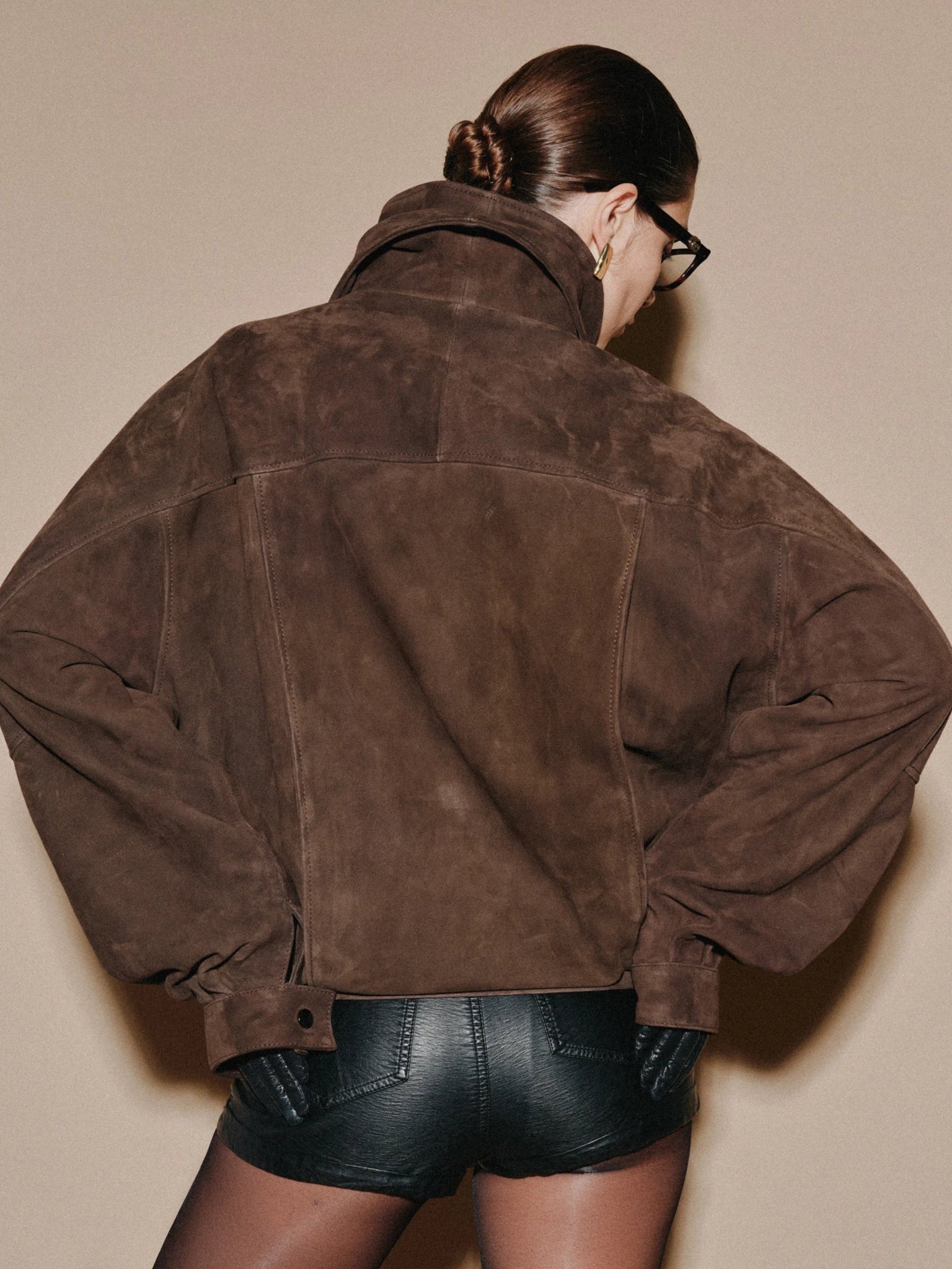 LUKAVA BROWN SUEDE OVERSIZED JACKET