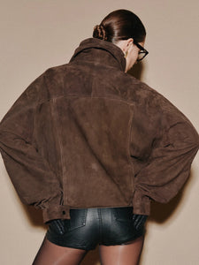LUKAVA BROWN SUEDE OVERSIZED JACKET