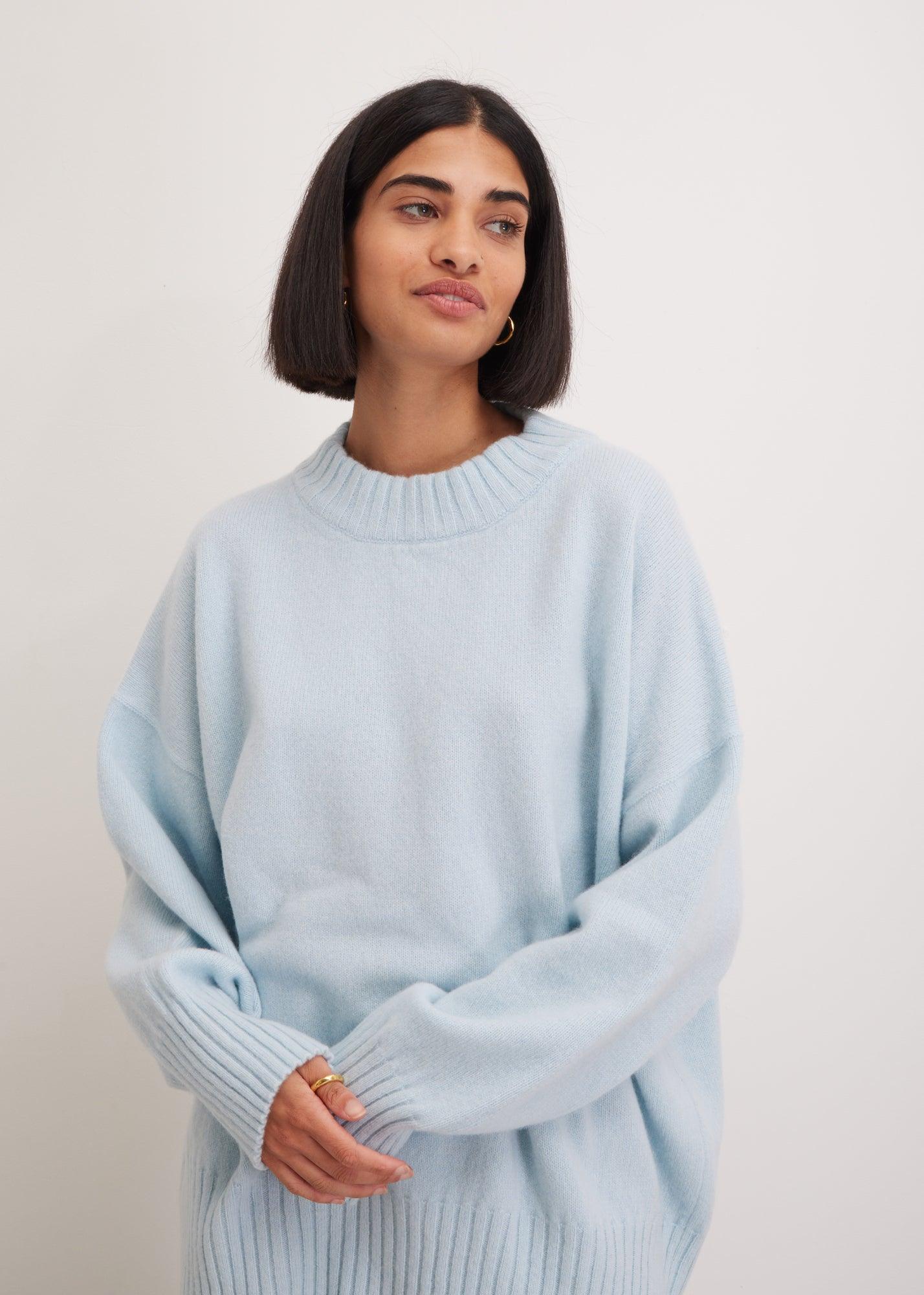 Light Blue Wool Cashmere Sweater | Luxury Knitwear | Designer Sweater 