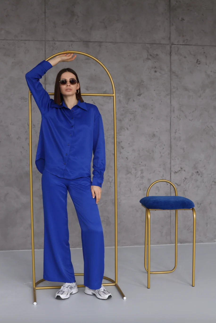 BUDZIKO ELECTRIC BLUE SILK TROUSERS