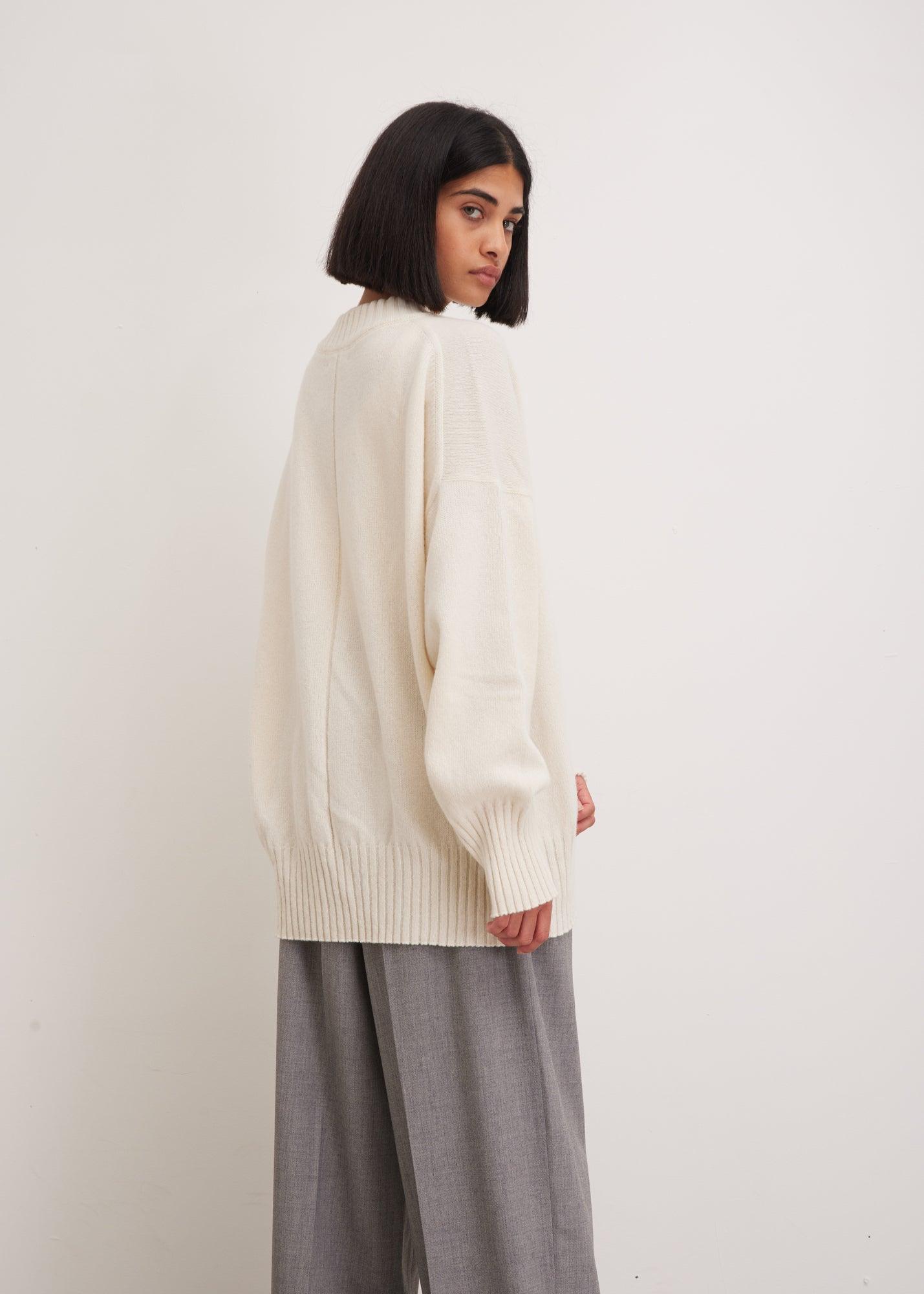 White Sweater | Luxury Knitwear | Wool Cashmere Sweater 