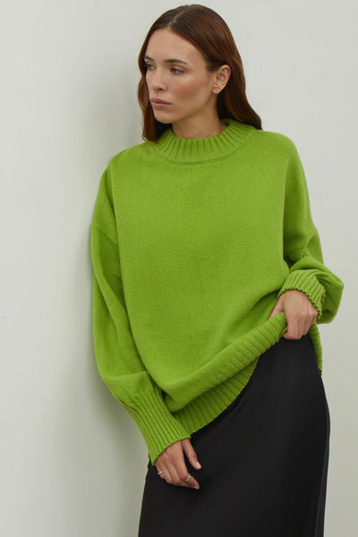 Rich Green Sweater Luxurious Knit Wool Cashmere Sweater