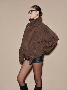 LUKAVA BROWN SUEDE OVERSIZED JACKET