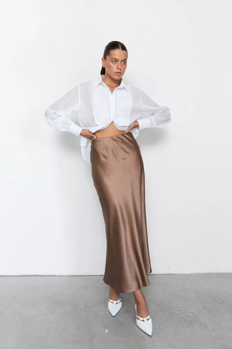 NAZARELLI BEIGE SILK SKIRT