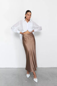 NAZARELLI BEIGE SILK SKIRT