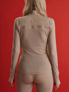 BUDDU BEIGE THERMAL ZIP TOP