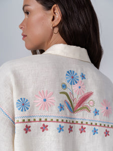 ETNODIM Linen shirt with floral embroidery Veselka