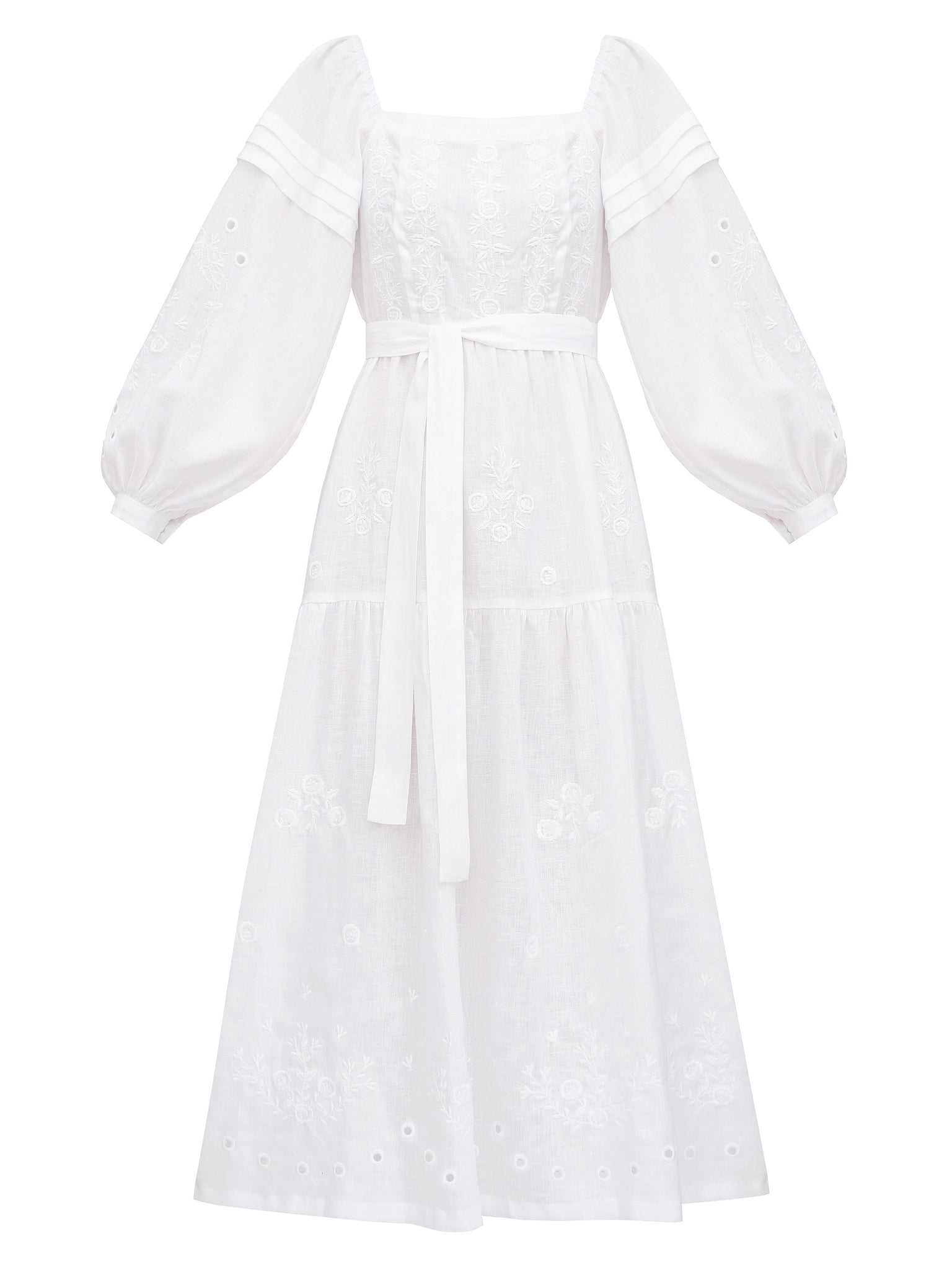 ETNODIM White linen embroidered dress Myt