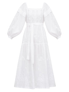 ETNODIM White linen embroidered dress Myt