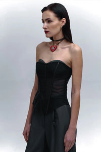 KAFIZOVA Structured mesh corset top Silhouette