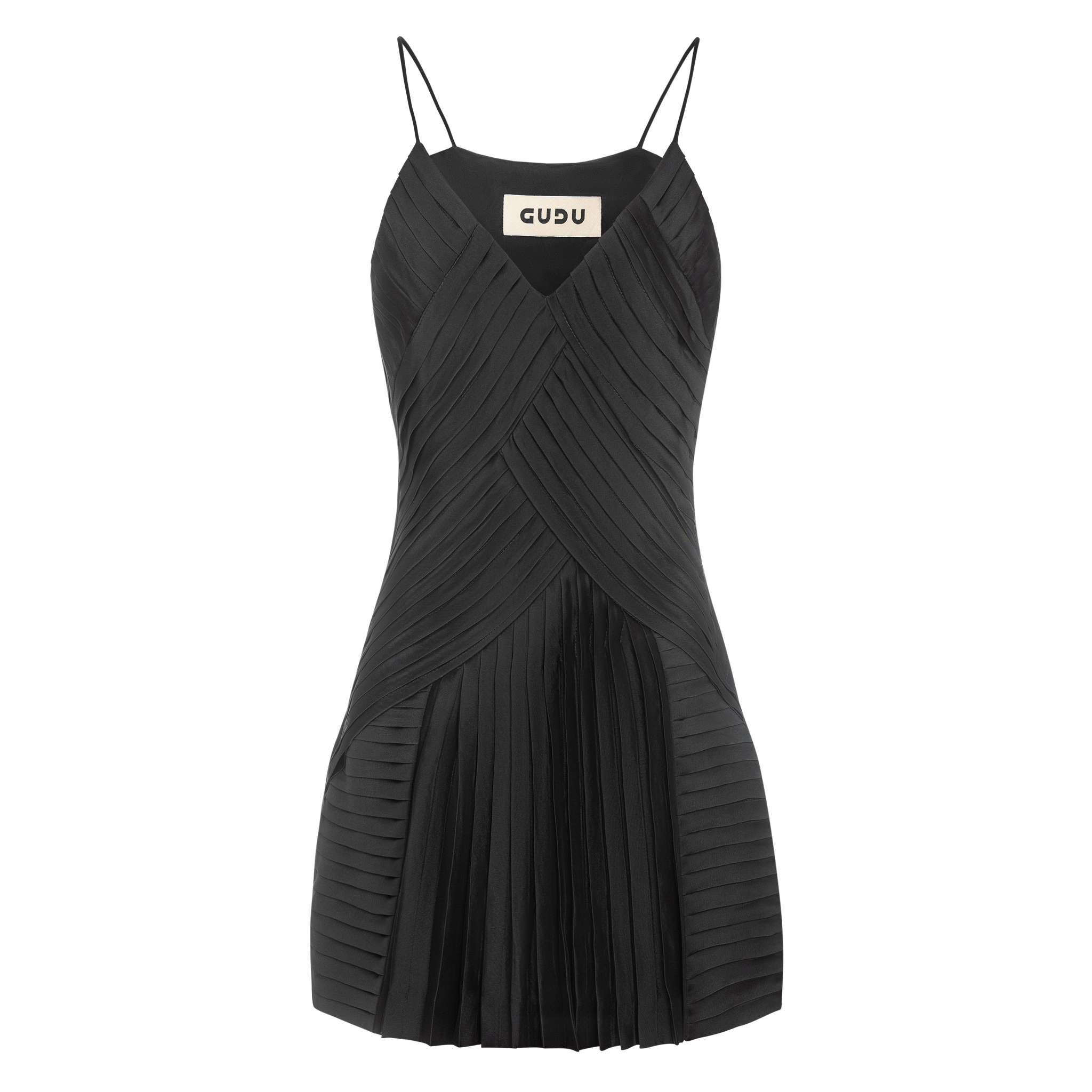 GUDU Black Pleated Mini Dress