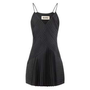 GUDU Black Pleated Mini Dress