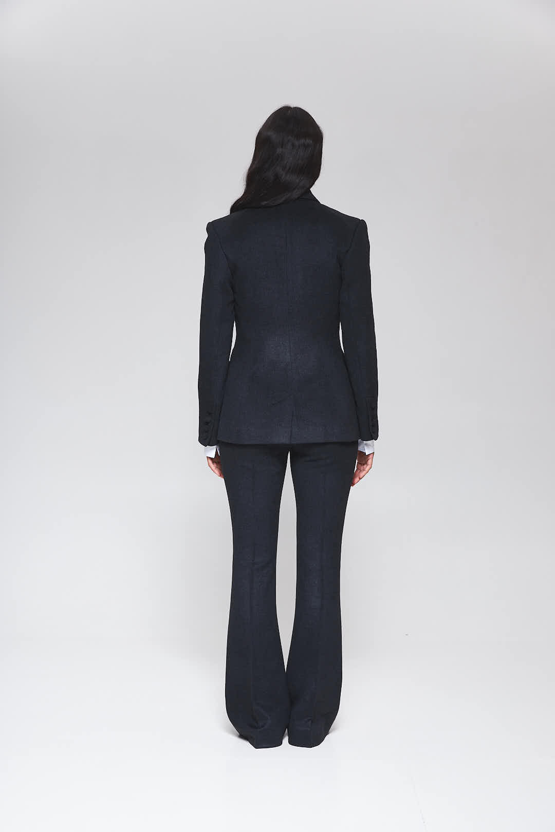 MORANDI GREY-BLUE FITTED SINGLE-BREASTED BLAZER