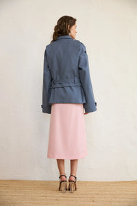 SELERA BLUE DETACHABLE MINI TRENCH AND VEST SET