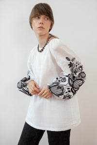GAPTUVALNYA EMBROIDERED BLOUSE INSPIRED BY TRADITIONAL SHIRT (BLACK ORNAMENT)