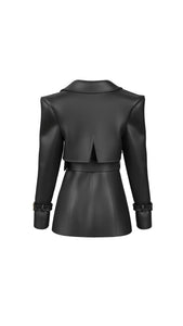 BUDZIKO BLACK CROPPED TRENCH COAT