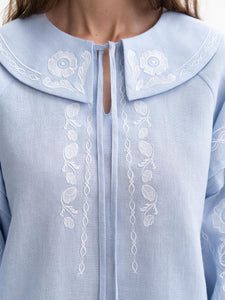 ETNODIM Soft blue shirt with white embroidery Dnipryana