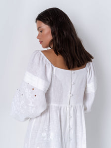 ETNODIM White linen embroidered dress Myt