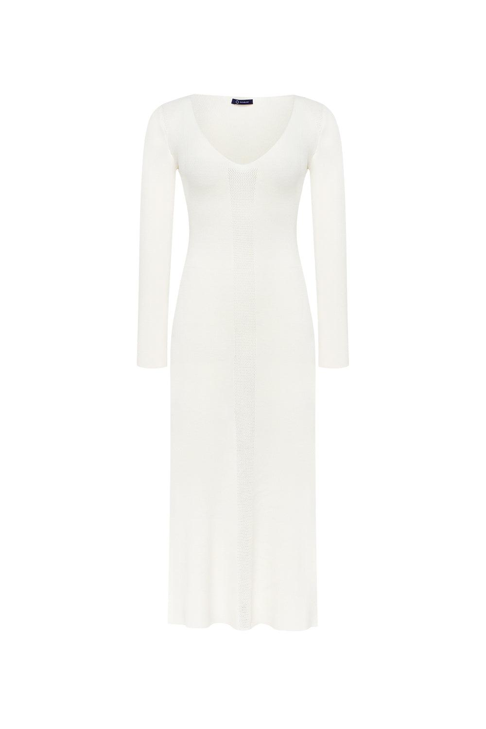 Elegant Cream White Knitted Dress