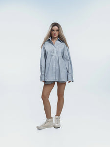 BUDDU OVERSIZED STRIPED SHIRT AND SHORTS SET