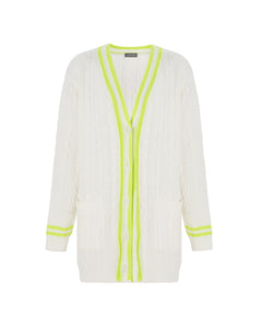 Oversized Cardigan | Luxurious Knit with Neon Green Accents 