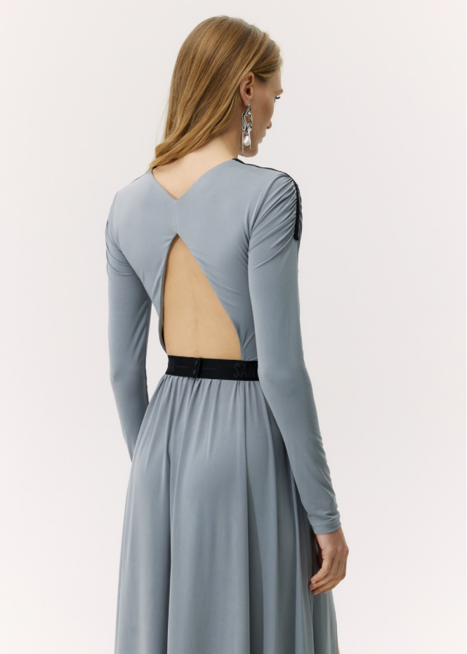 Open Back Designer Grey Dress