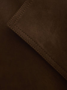 MORANDI DARK BROWN FAUX SUEDE TRENCH COAT