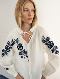 GAPTUVALNYA – ROZHA EMBROIDERED BLOUSE (BLACK ORNAMENT)