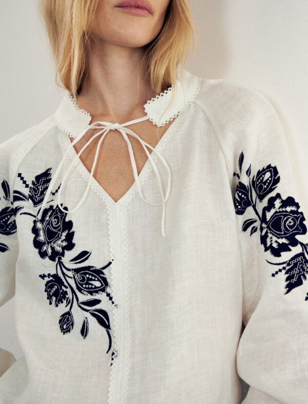 GAPTUVALNYA – ROZHA EMBROIDERED BLOUSE (BLACK ORNAMENT)