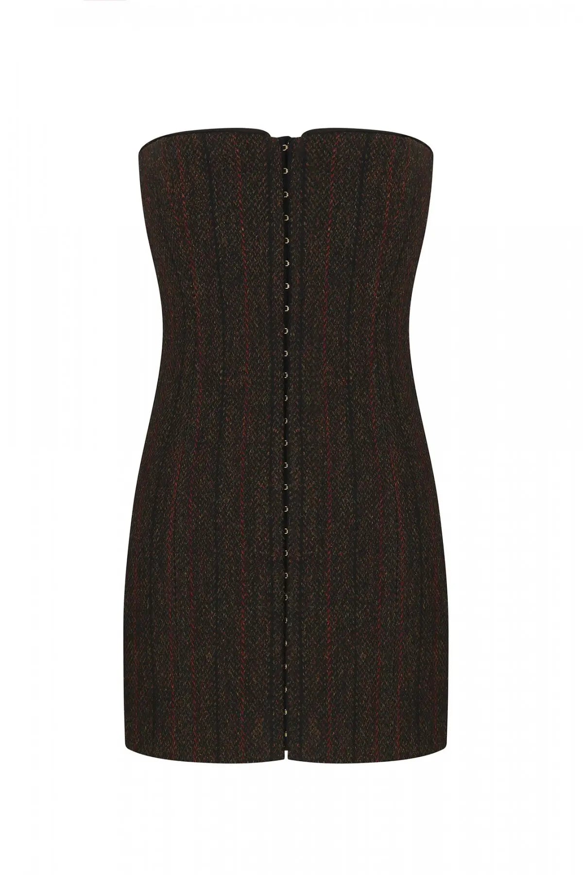 KAFIZOVA STRAPLESS LACE-UP TWEED MINI DRESS CORSET