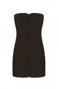 KAFIZOVA STRAPLESS LACE-UP TWEED MINI DRESS CORSET