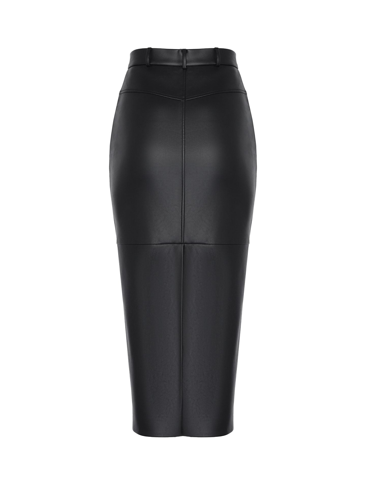 MORANDI BLACK ECO-LEATHER MIDI SKIRT