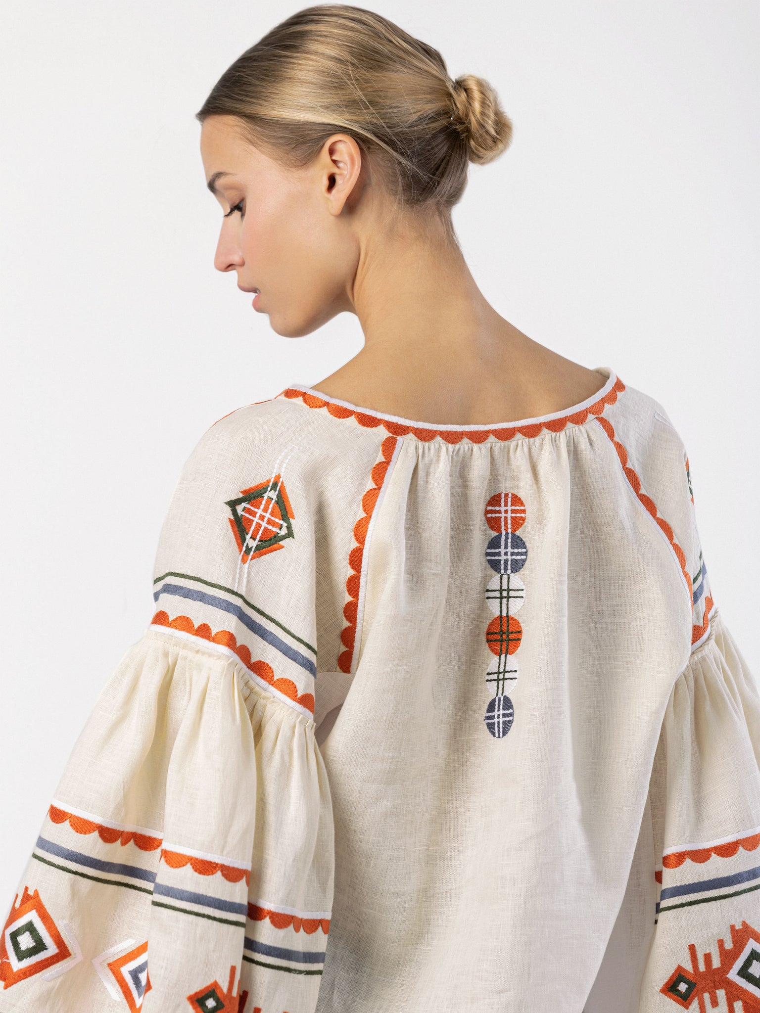 Linen embroidered shirt in boho style Pole