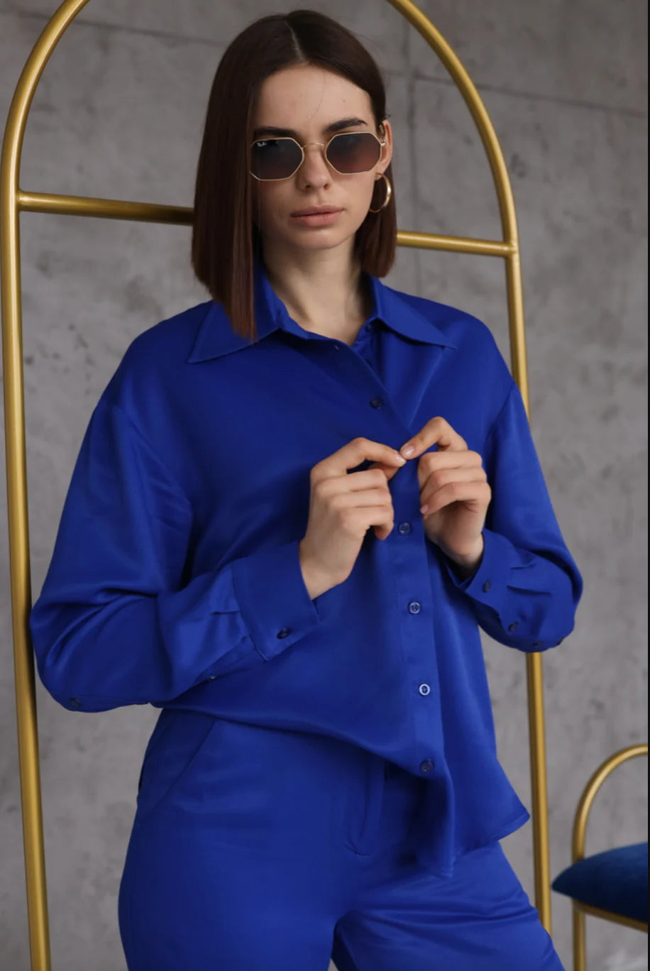 BUDZIKO SILK ELECTRIC BLUE SHIRT