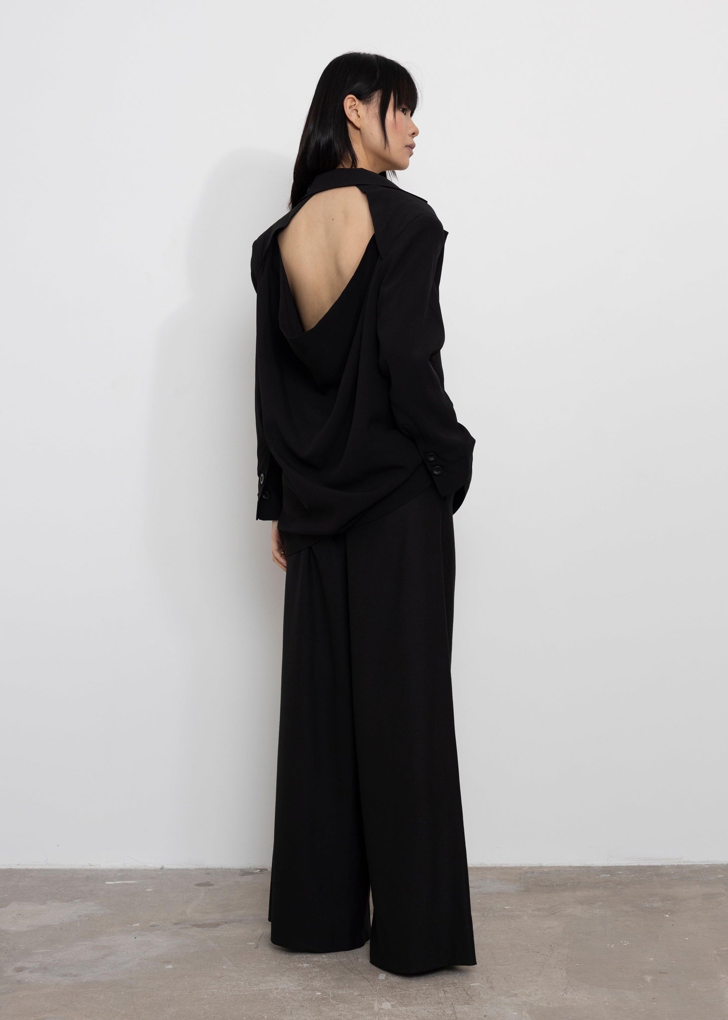 Black Open Back Blazer | Sustainable Fashion | Designer Blazer