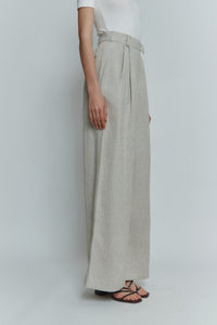 MORANDI BEIGE LINEN PALAZZO TROUSERS