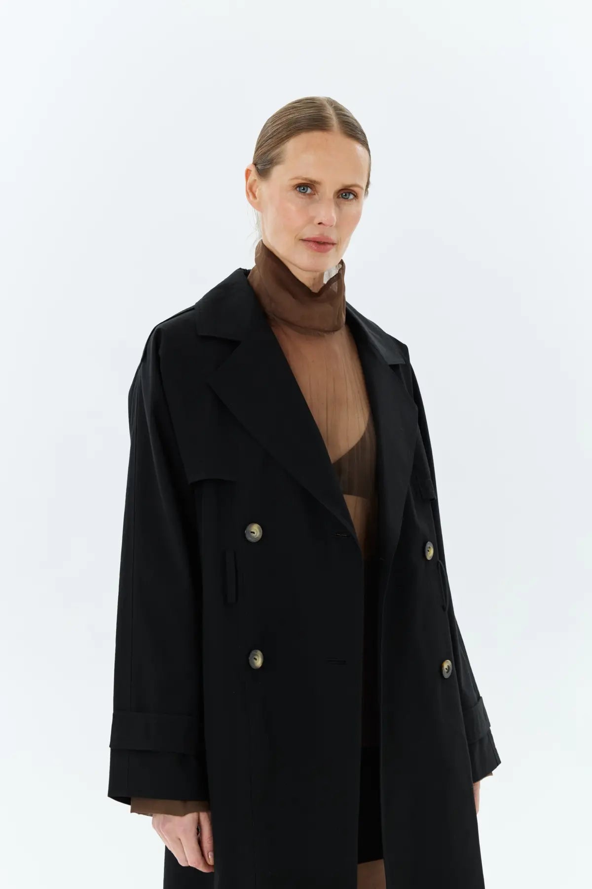 NAZARELLI BEIGE DOUBLE-BREASTED TRENCH COAT