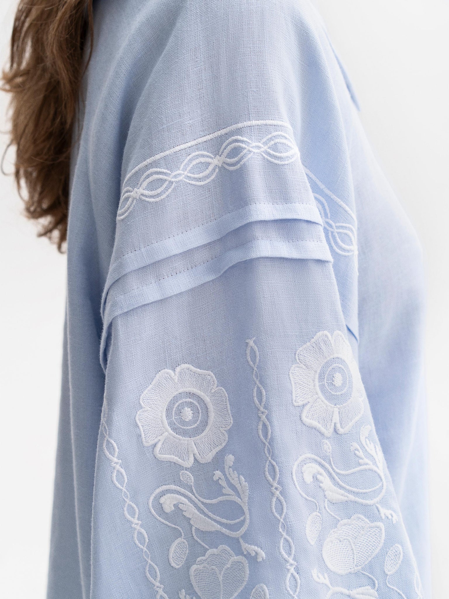 ETNODIM Soft blue shirt with white embroidery Dnipryana