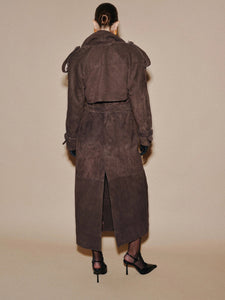 LUKAVA CHOCOLATE LEATHER TRENCH COAT