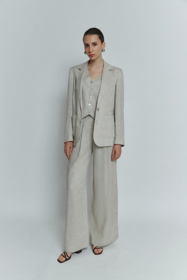 MORANDI BEIGE LINEN WAISTCOAT