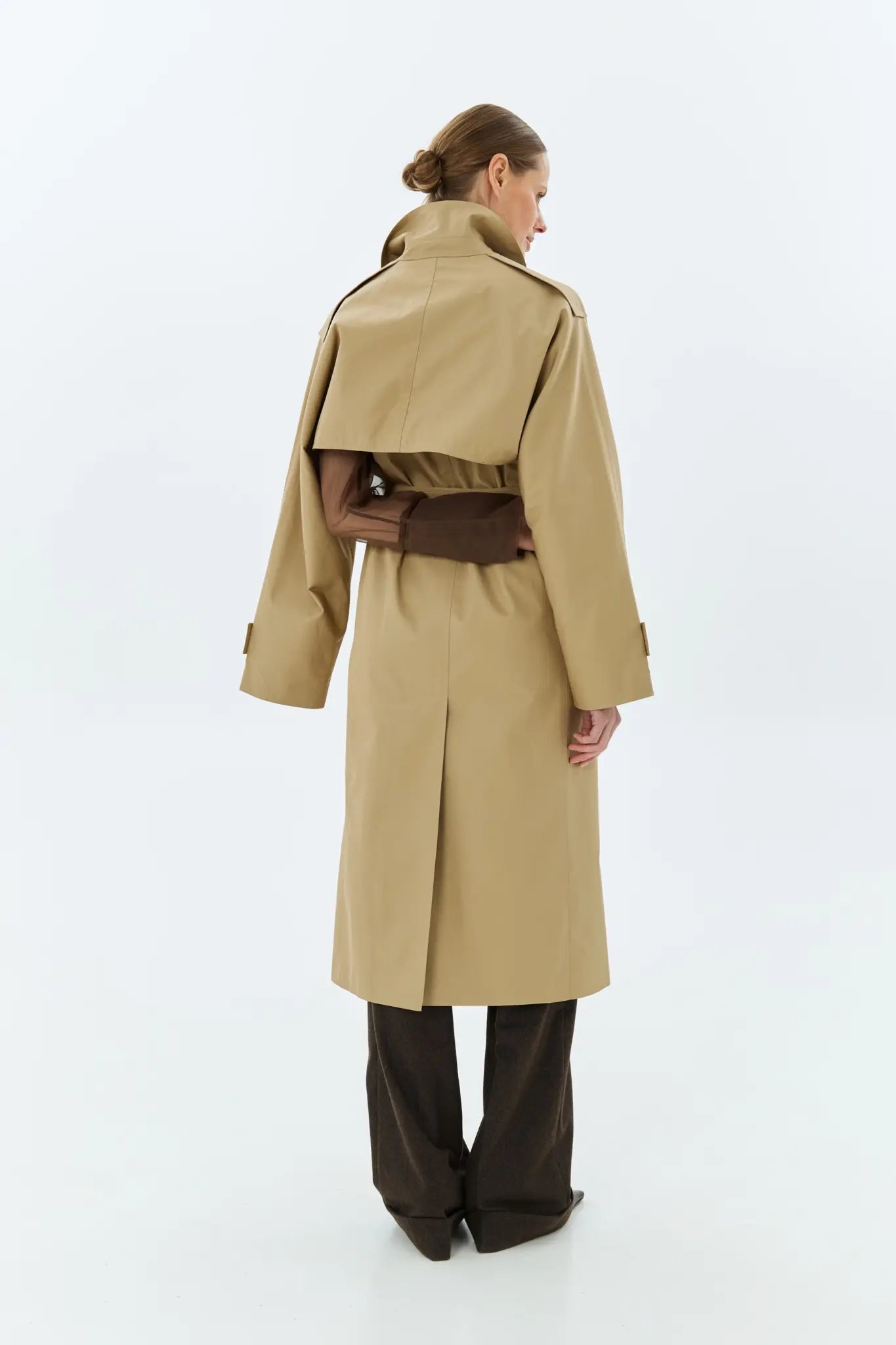 NAZARELLI BEIGE DOUBLE-BREASTED TRENCH COAT