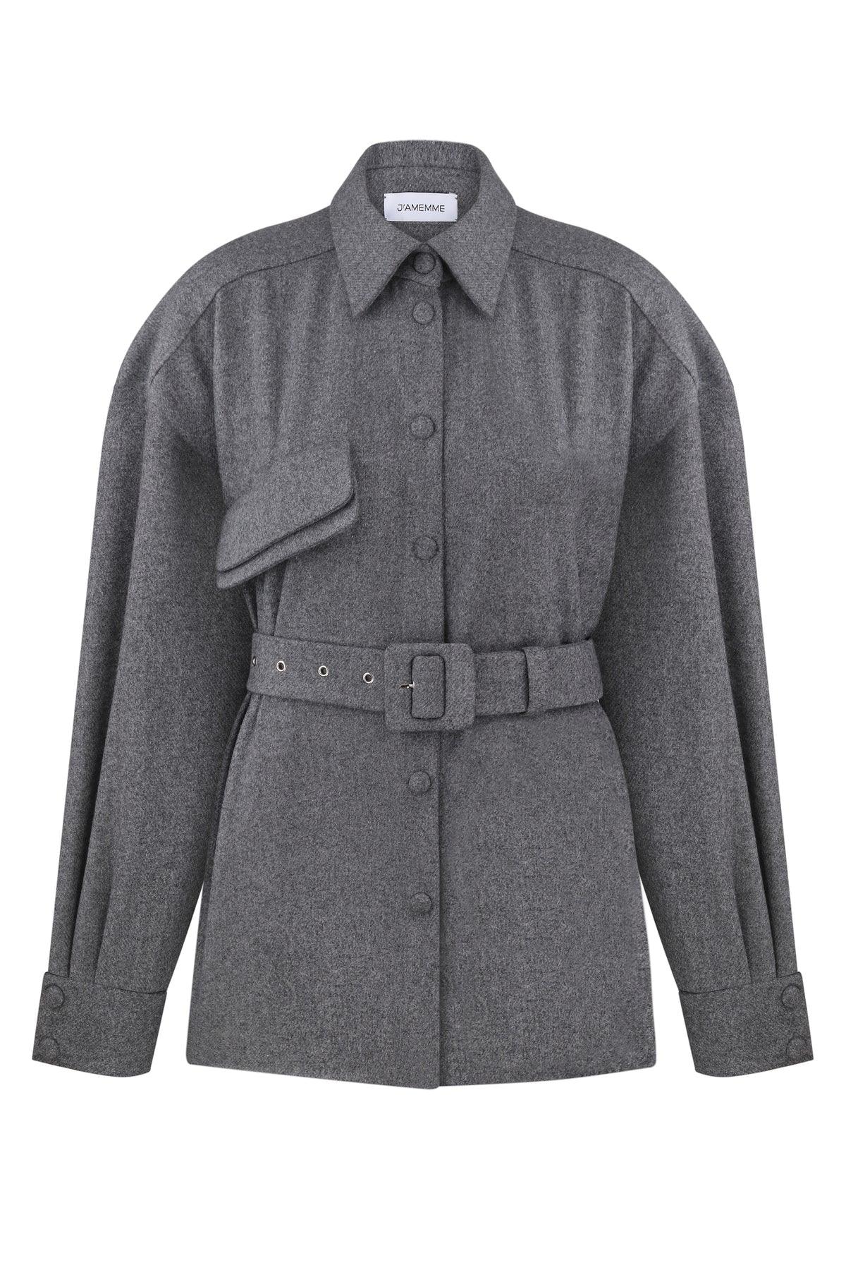  Grey Wool Shirt | Designer Couture Wear