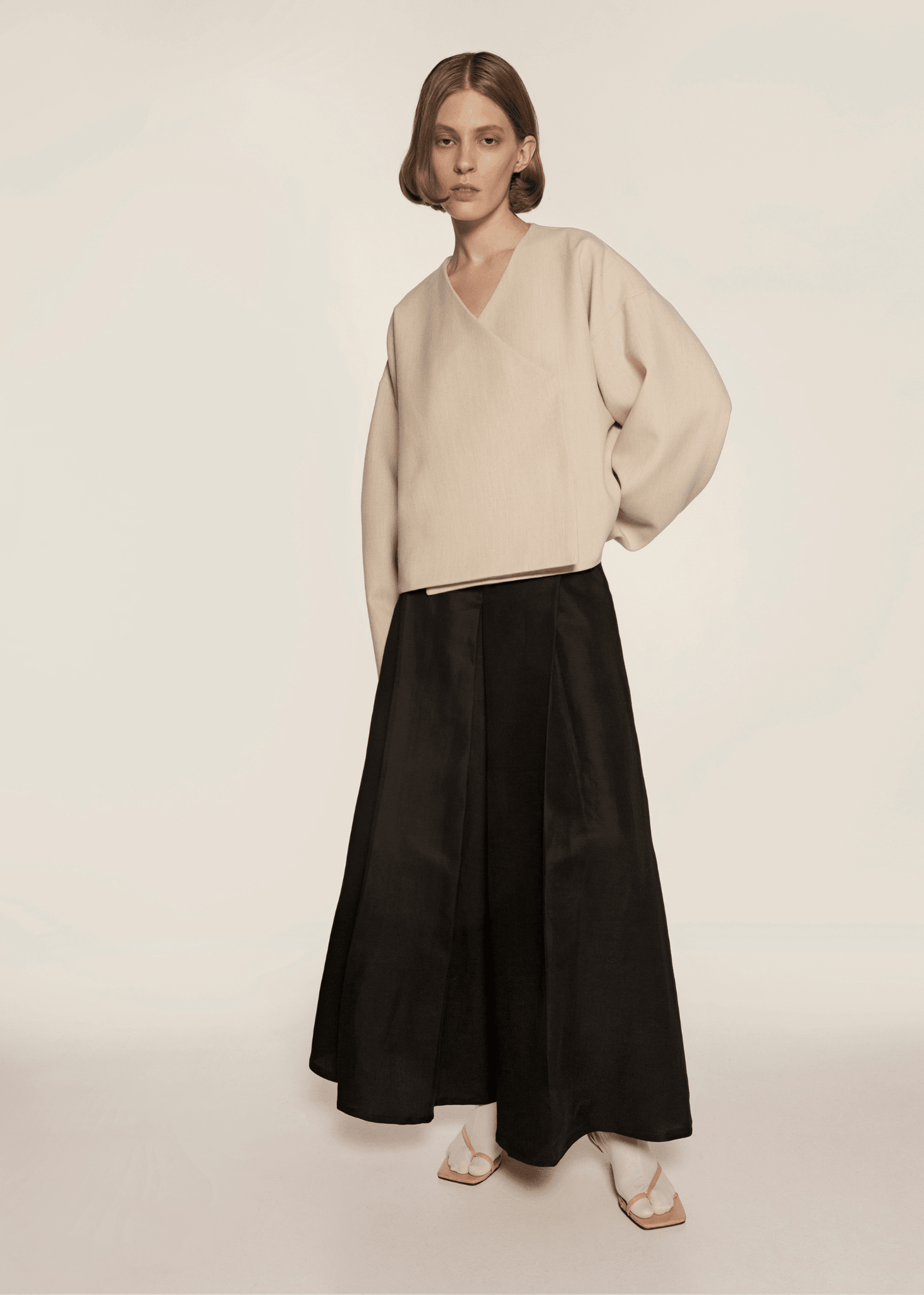 Black Flared Linen Trousers