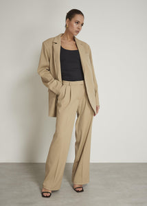 Beige Oversized Law-Waisted Trousers